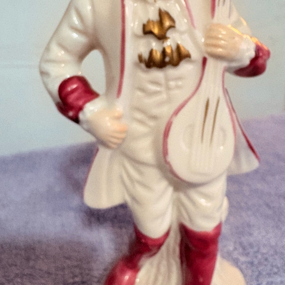 Vintage Porcelain Victorian Man Mandolin Figurine 18th Century‎ Stamp A England - Picture 3 of 9
